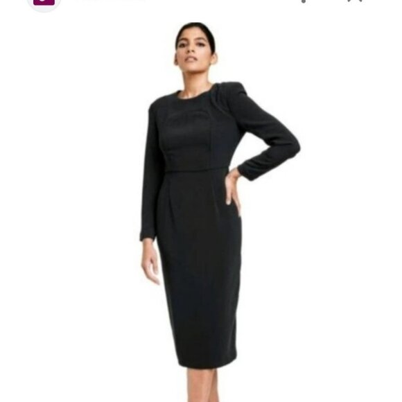 Sergio Hudson Womens Long Midi Black Dress Size Small Funeral Church Party - Picture 3 of 11